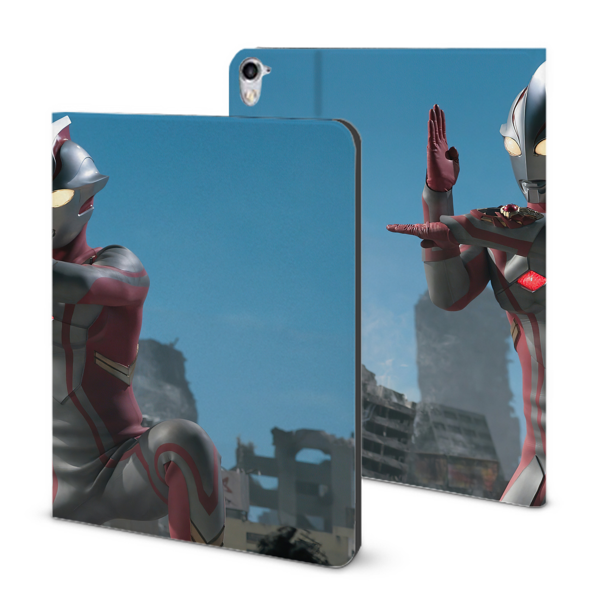 （画像用） ウルトラマン Ultraman IPad ケース ブック型 PUレザー TPU 耐衝撃 軽量 薄型 ペン収納なし 全面保護 IPad 各モデル対応